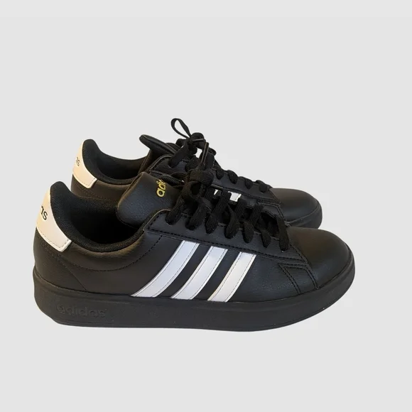 Adidas Classic Black Sneakers with White Stripes - Picture 1 of 3